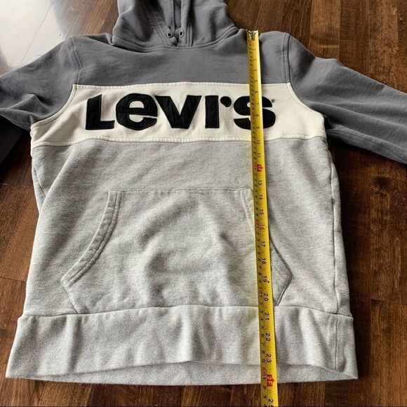💥LEVI’S Gray logo drawstring pull over hoodie size small - Picture 8 of 9